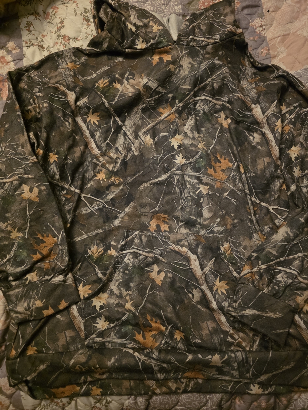 Camouflage Crewneck Hoodie - Brown/Green Leaf Pattern
